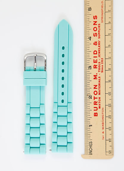 Ecclissi 18mm x 16mm Light Blue Rubber Strap original Buckle 23980