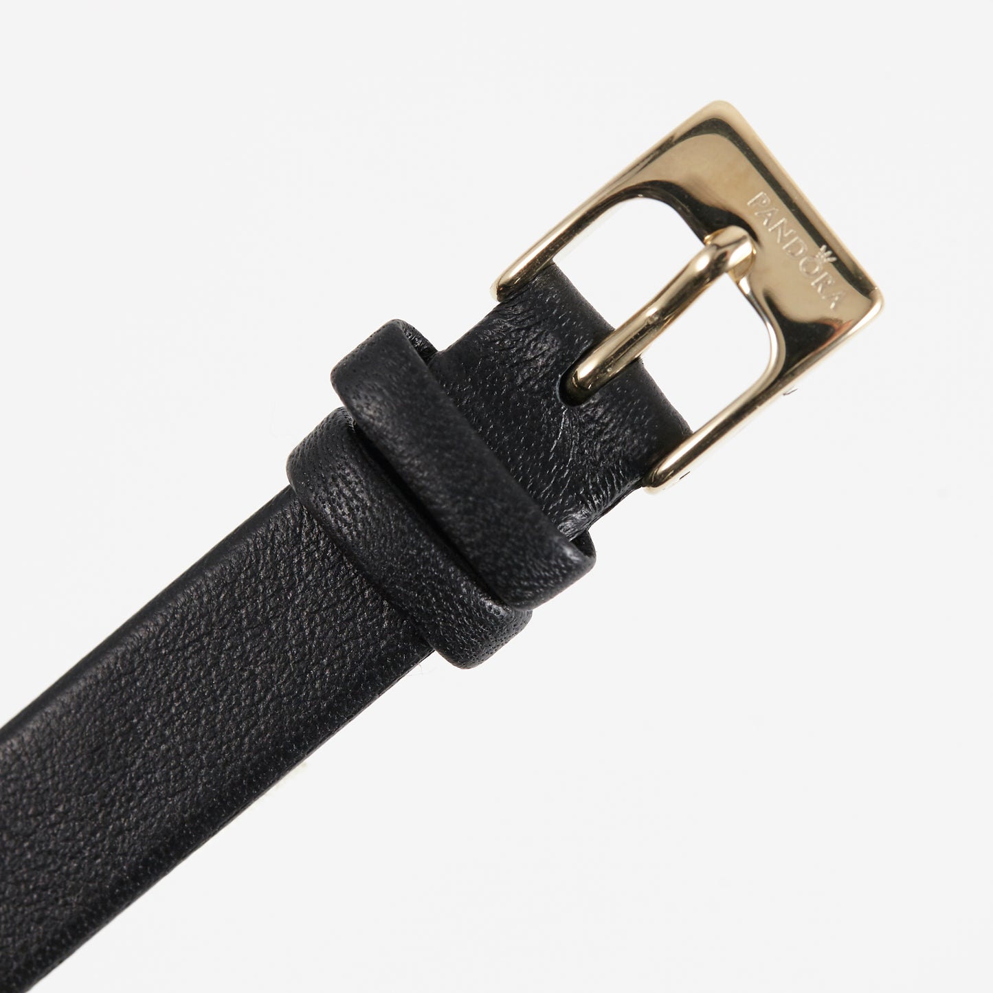 Pandora SW1332 Double Wrap Black Leather Strap with Yellow Buckle 10mm