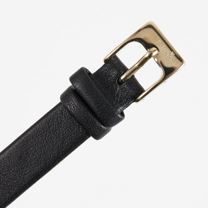 Pandora SW1332 Double Wrap Black Leather Strap with Yellow Buckle 10mm