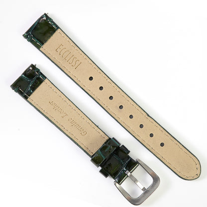 Ecclissi 16mm x 14mm Green Leather Crocodile Grain Strap original Buckle 23945