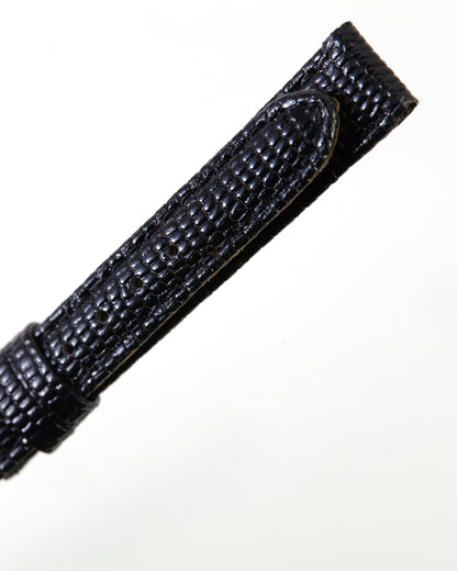 Ecclissi 12mm x 10mm Black Leather Lizard Grain Strap 23510