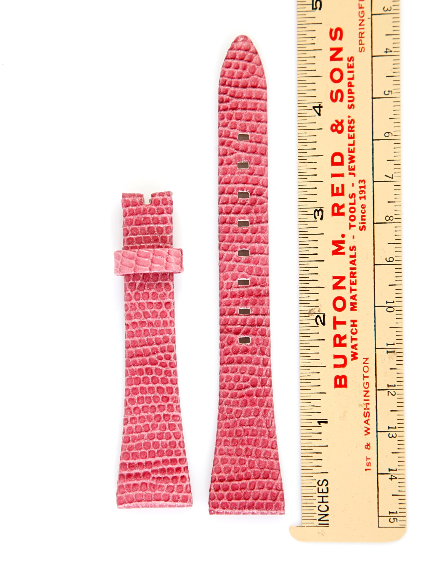 Ecclissi 18mm x 12mm Pink Leather Lizard Grain Strap 23230