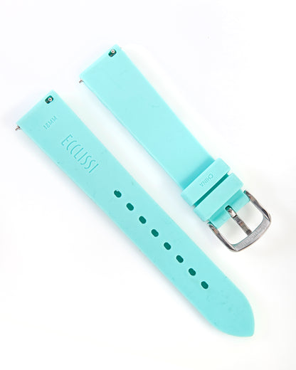 Ecclissi 18mm x 16mm Light Blue Rubber Strap original Buckle 23980