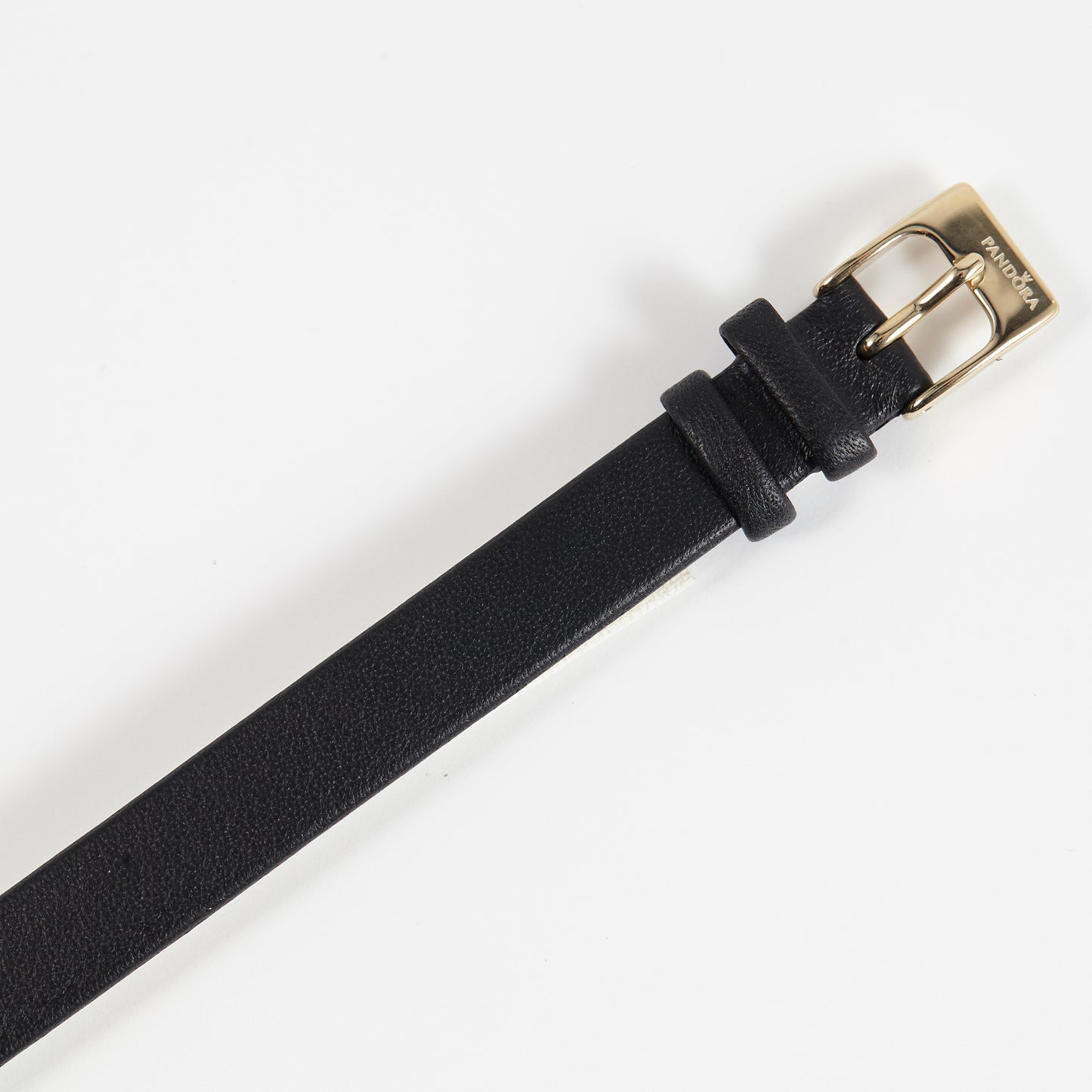 Pandora SW1332 Double Wrap Black Leather Strap with Yellow Buckle 10mm