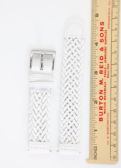 Ecclissi 18mm x 18mm White Leather Weave Strap original Buckle 23290 463249