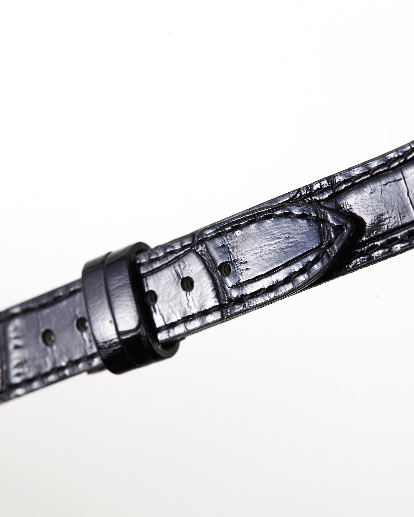 Ecclissi 22350 Black Alligator Grain Leather Strap 14mm x 12mm with screw holes
