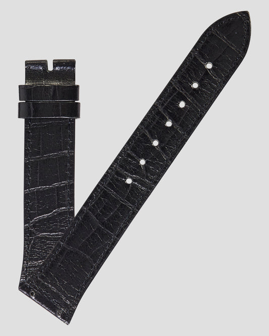 Ecclissi 10456 Black Alligator Grain Leather Strap  20mm x 16mm with screw holes