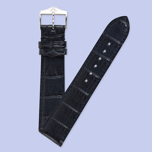 KELEK VERY RARE NOS Original Blue Alligator Strap with KELEK buckle 20mm x 18mm