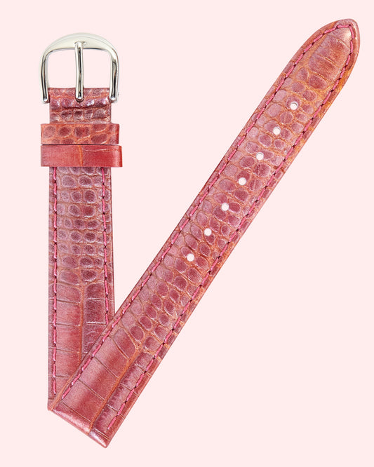 Ecclissi 16mm x 14mm Pink Leather Crocodile Grain Strap original Buckle 23515