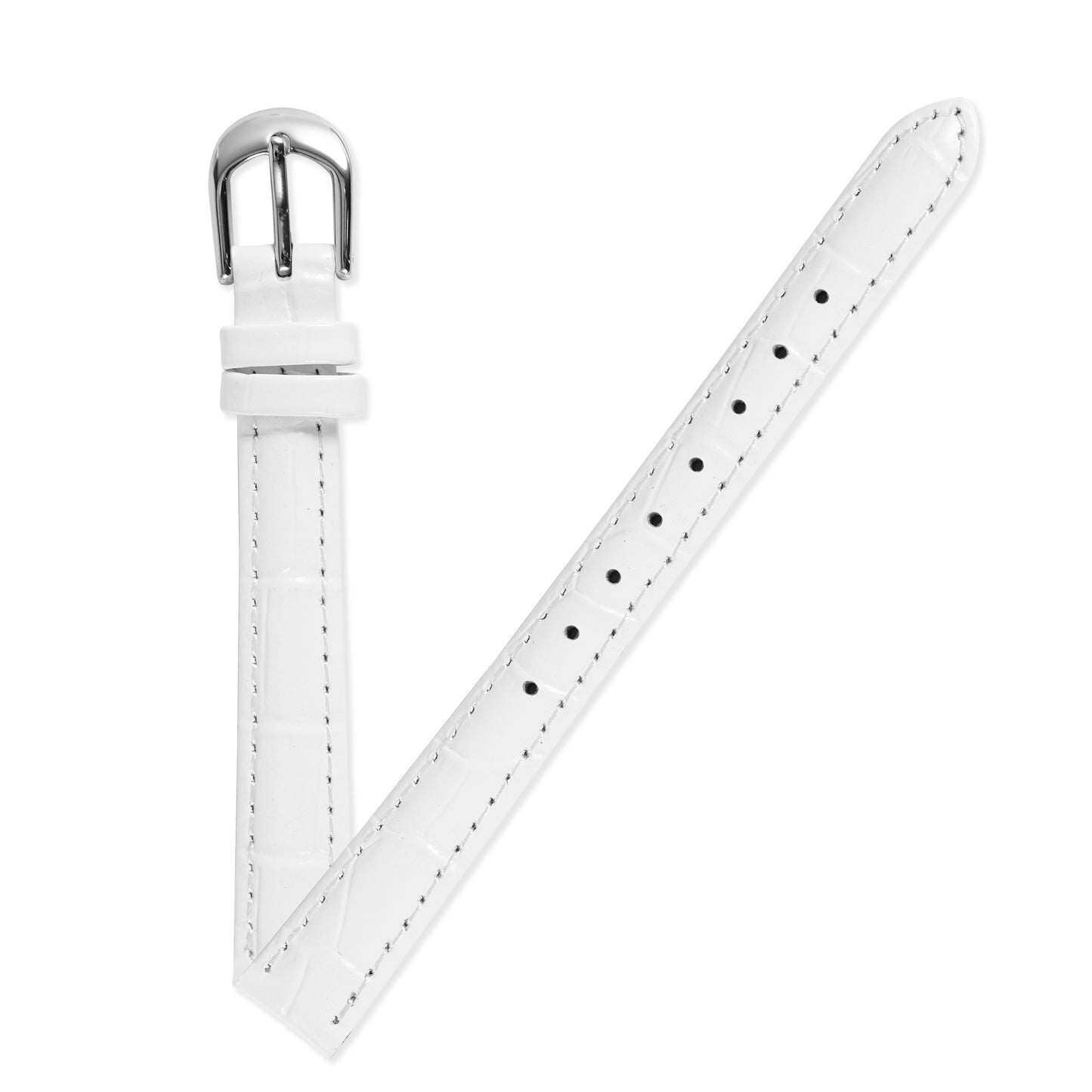 Ecclissi 12mm x 10mm White Alligator Grain Leather Strap with original Buckle