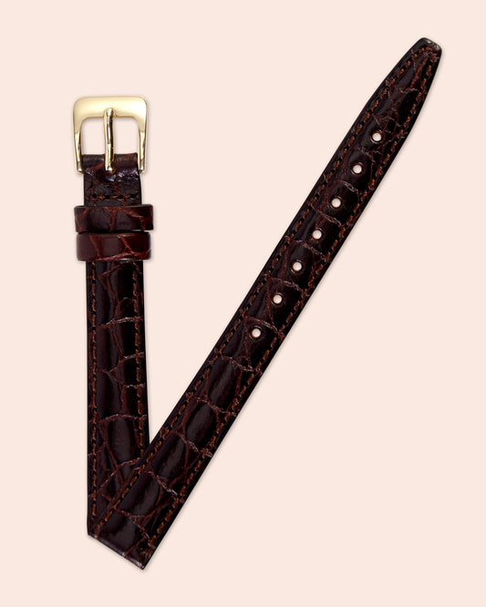 Ecclissi 12mm x 10mm Brown Alligator Grain Leather Strap 80070