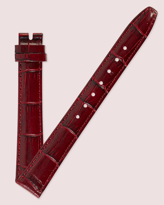 Ecclissi 14mm x 12mm Burgundy Alligator Grain Leather Strap 80325