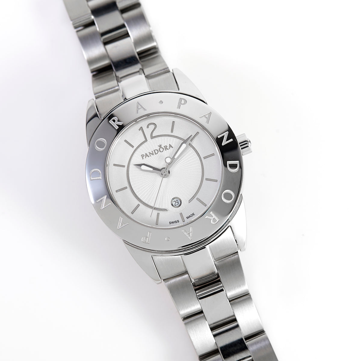 Pandora Swiss Made Women’s Stainless Steel Watch Sapphire Crystal Silver Dial