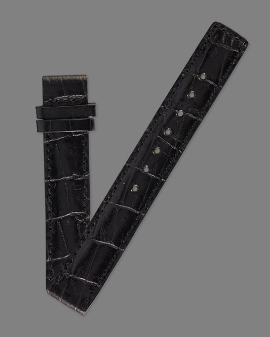 Ecclissi 14mm x 14mm Black Alligator Grain Leather Strap 22120