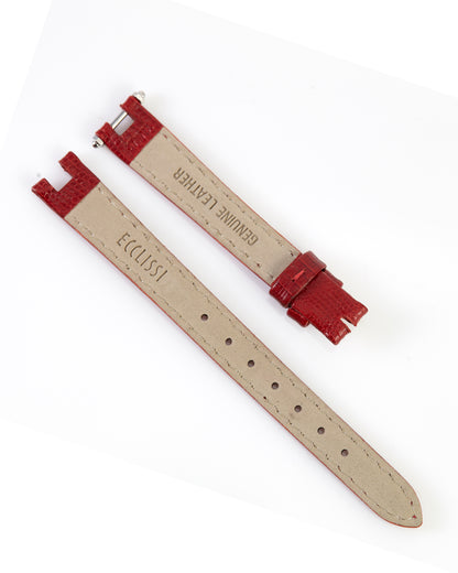 Ecclissi 12mm x 10mm Notched Red Leather Strap 23760