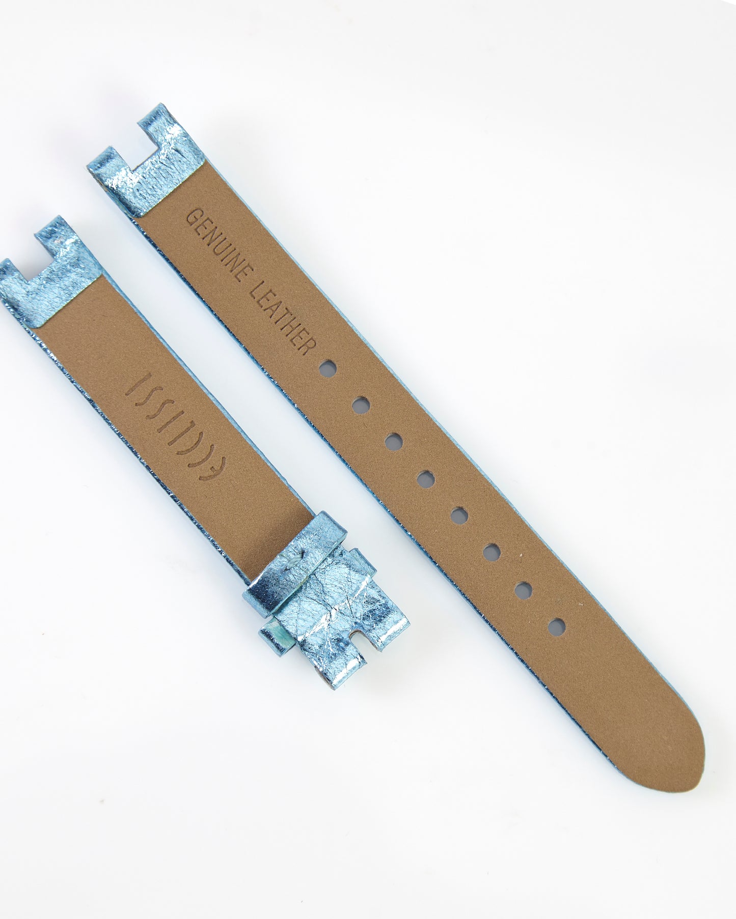 Ecclissi 12mm x 12mm Notched Blue Metalic Leather Strap 23370