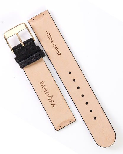 Pandora SW1089 Genuine Black Leather Strap with Gold Buckle 18mm x 18mm
