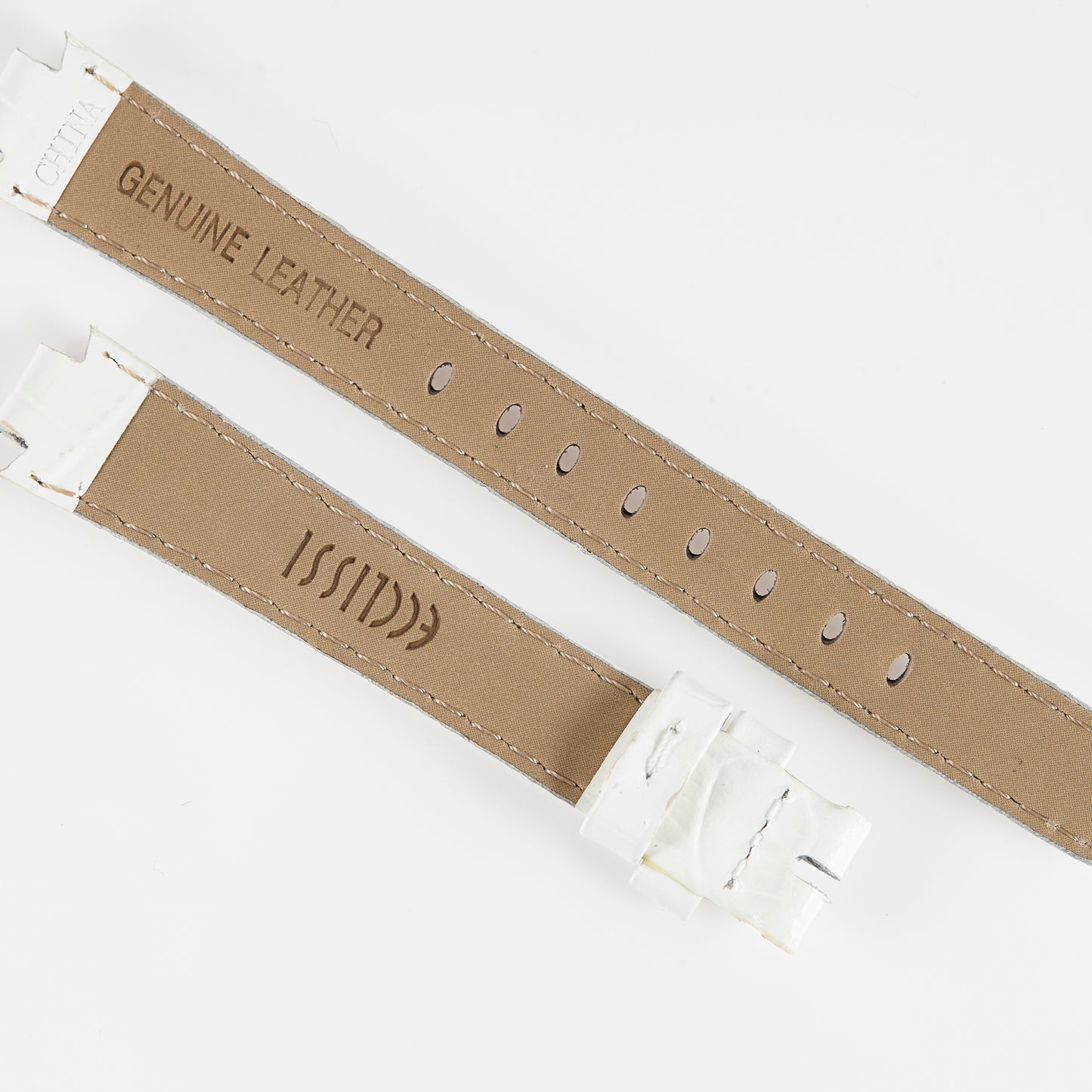 Ecclissi 13mm x 10mm notched to 7mm White Alligator Grain Ladies Leather Strap 22690