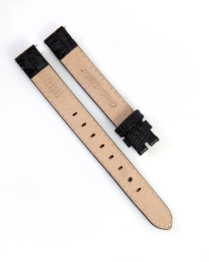 Ecclissi 12mm x 12mm Black Lizard Grain Leather Strap 62510