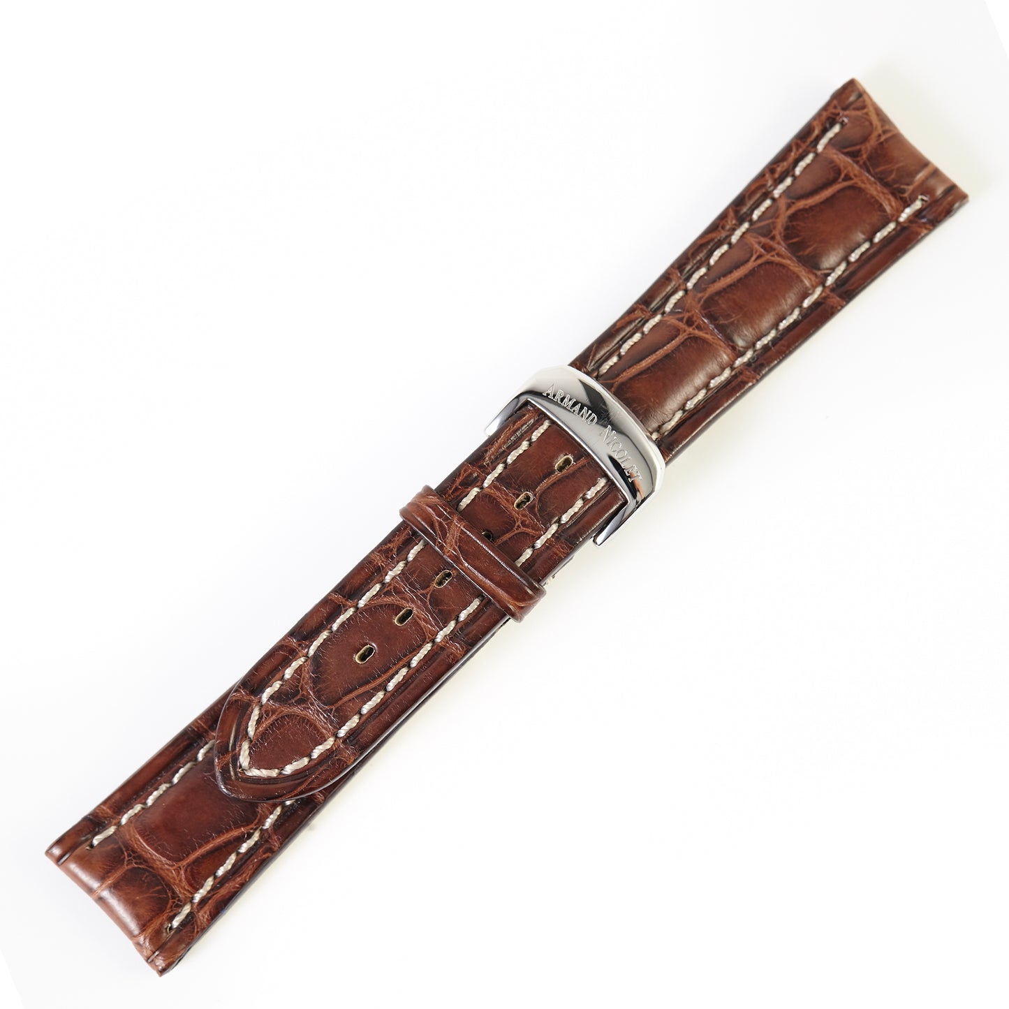 Armand Nicolet Chestnut Alligator Strap with OEM Deployment Buckle 22mm x 18mm