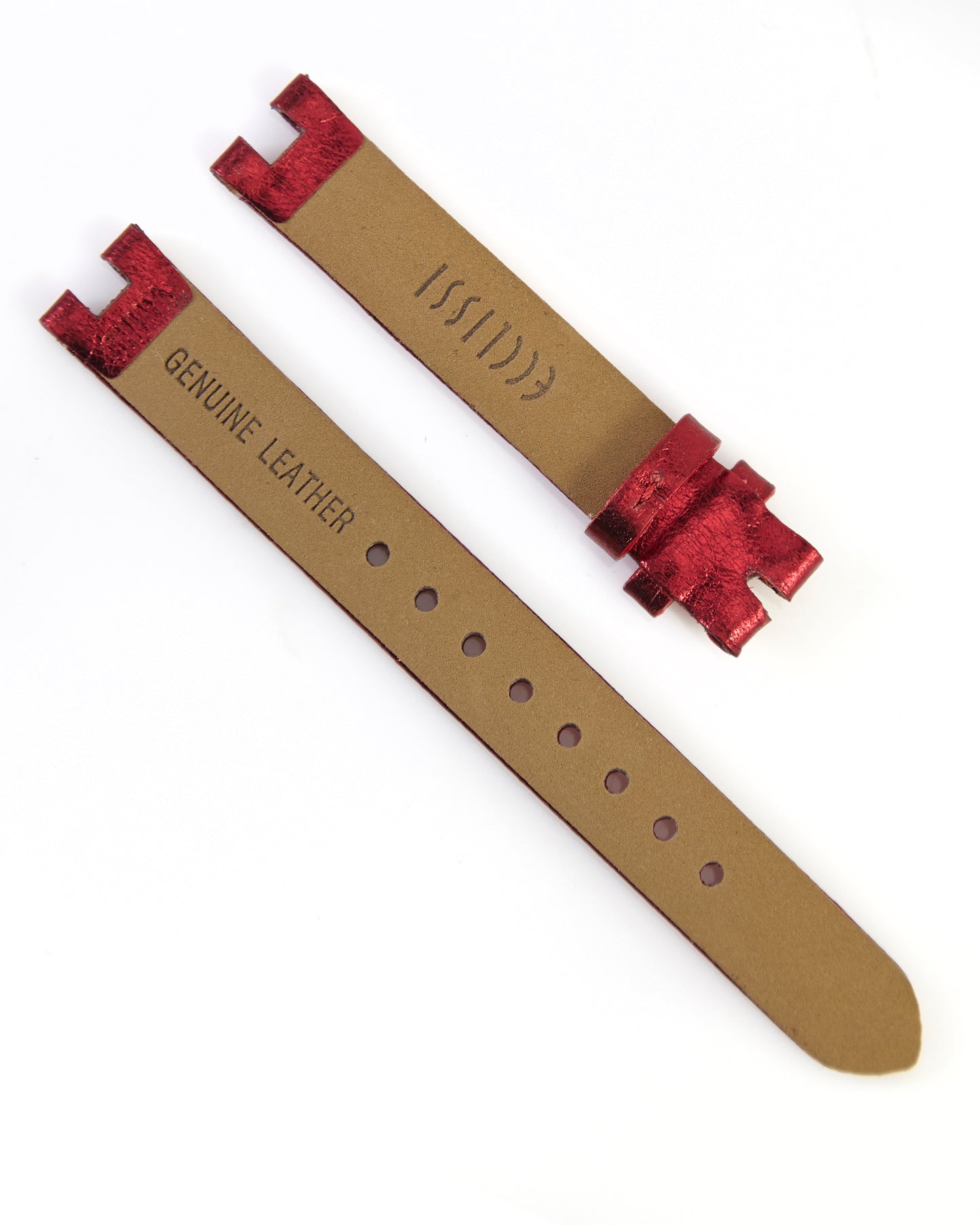 Ecclissi 12mm x 12mm Notched Red Metalic Leather Strap 23365