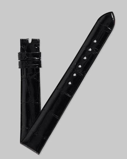 Patek Philippe Original OEM Shiny Black Flat Alligator Watch Strap 16mm x 14mm