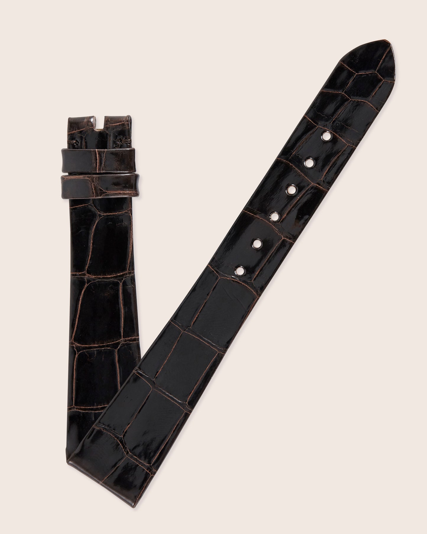 Patek Philippe Original OEM Shiny Dark Brown Flat Alligator Watch Strap 18mm x 14mm