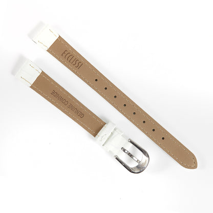 Ecclissi 12mm x 10mm White Alligator Grain Leather Strap with original Buckle