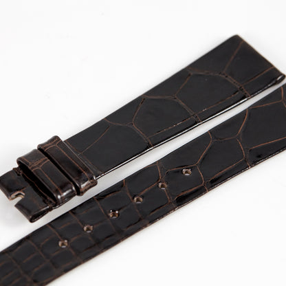 Patek Philippe Original OEM Shiny Dark Brown Padded Alligator Watch Strap 18mm x 14mm