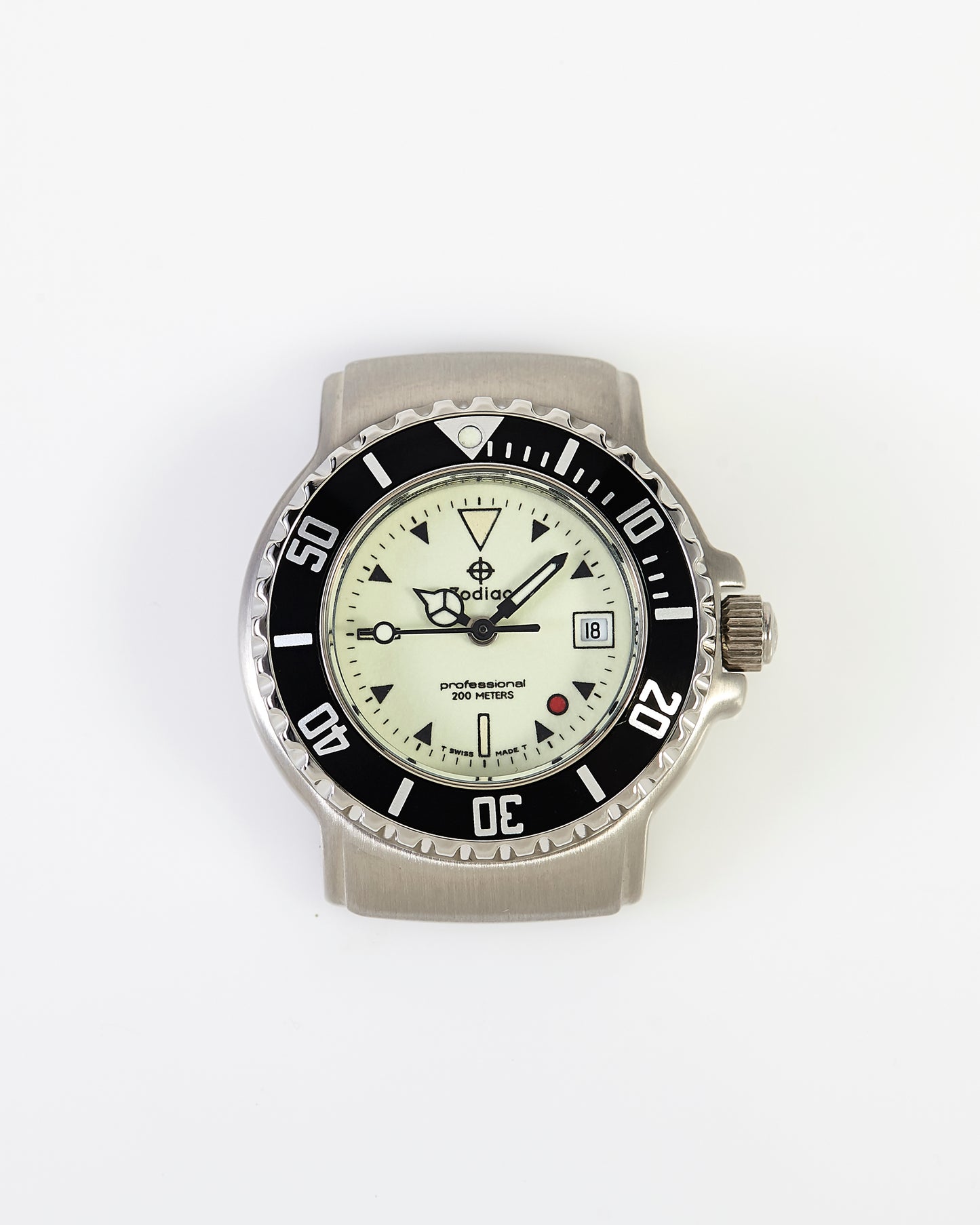 Zodiac Rare NOS Ladies 30mm Professional 200m Diving Watch Head with Fully Luminous Dial