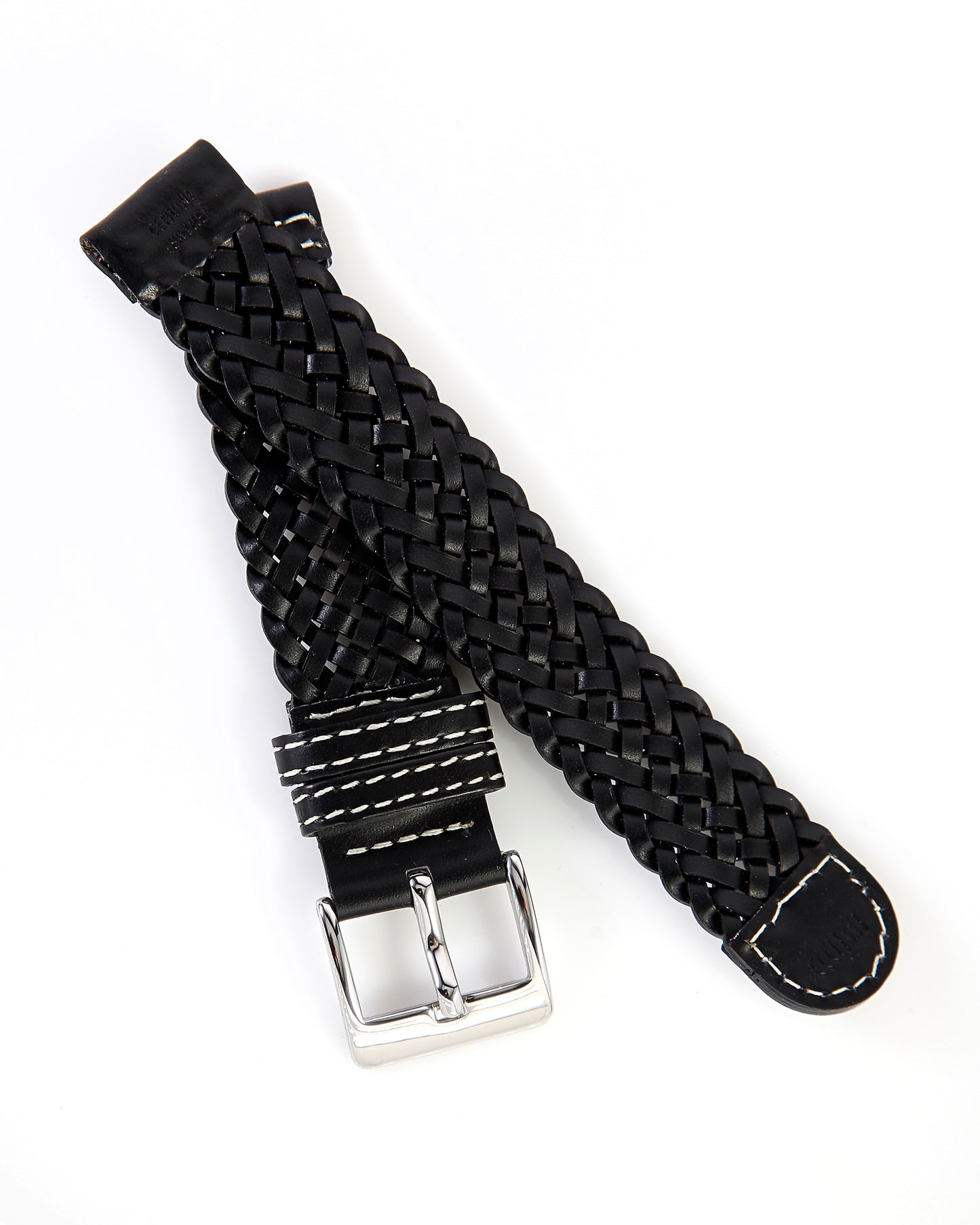 Ecclissi 18mm x 18mm Black Leather Weave Strap original Buckle 23290 463249