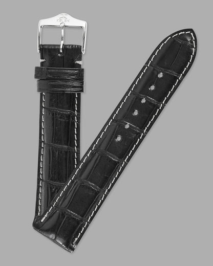 KELEK VERY RARE NOS Original Black Alligator Strap with KELEK buckle 22mm x 20mm