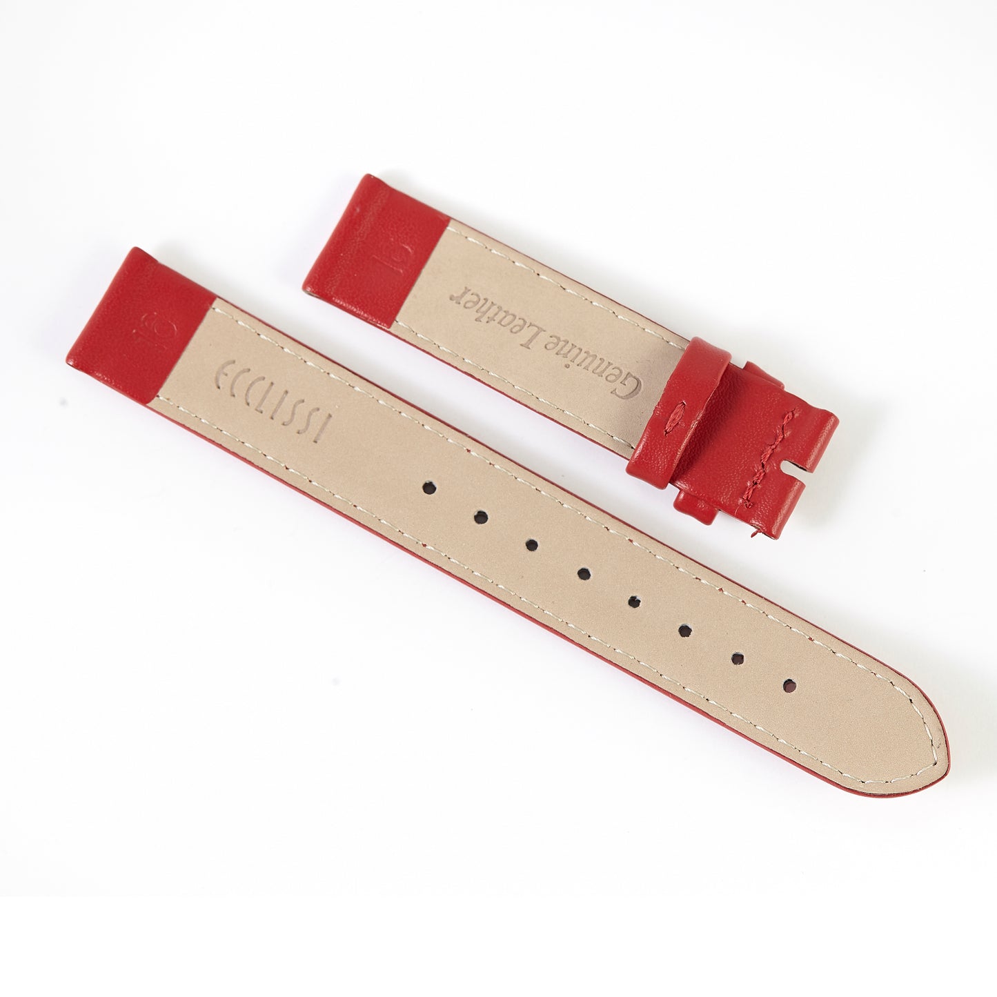 Ecclissi 16mm x 16mm Red Leather Strap original Buckle 75485