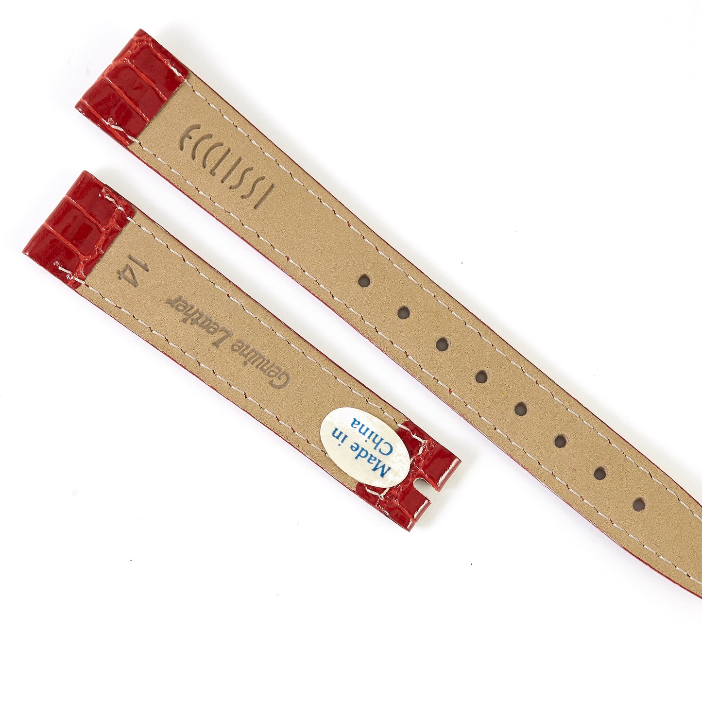 Ecclissi 14mm x 12mm Red Alligator Grain Leather Strap 21890