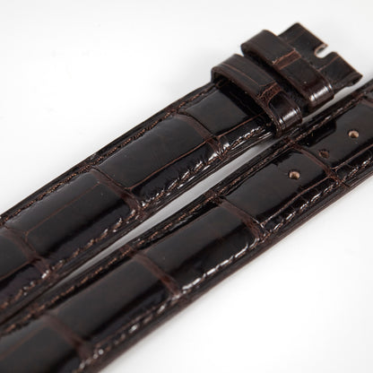 Patek Philippe Original OEM Shiny Dark Brown Padded Alligator Watch Strap 18mm x 14mm