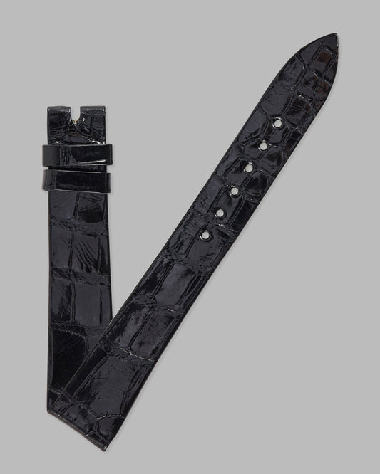 Patek Philippe Original OEM Shiny Black Flat Alligator Watch Strap 17mm x 14mm