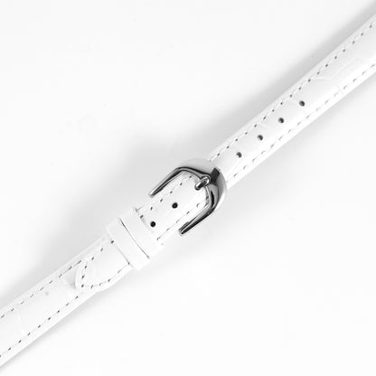 Ecclissi 12mm x 10mm White Alligator Grain Leather Strap with original Buckle