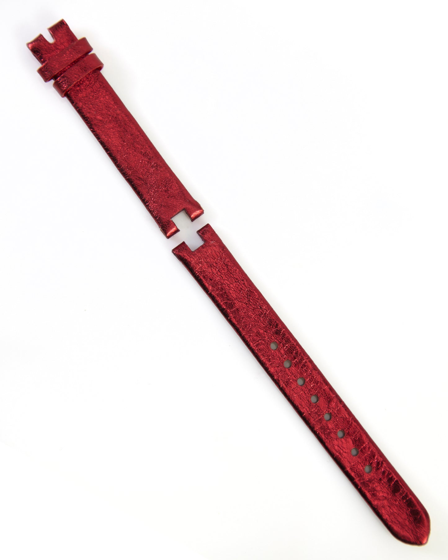 Ecclissi 12mm x 12mm Notched Red Metalic Leather Strap 23365