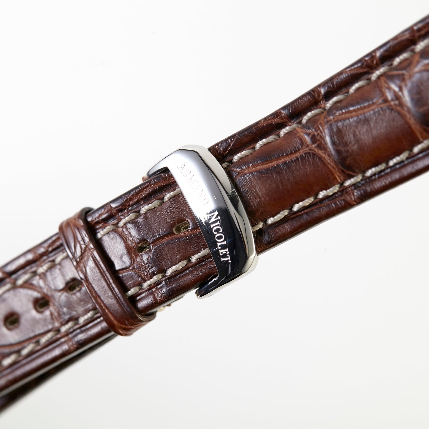 Armand Nicolet Chestnut Alligator Strap with OEM Deployment Buckle 22mm x 18mm