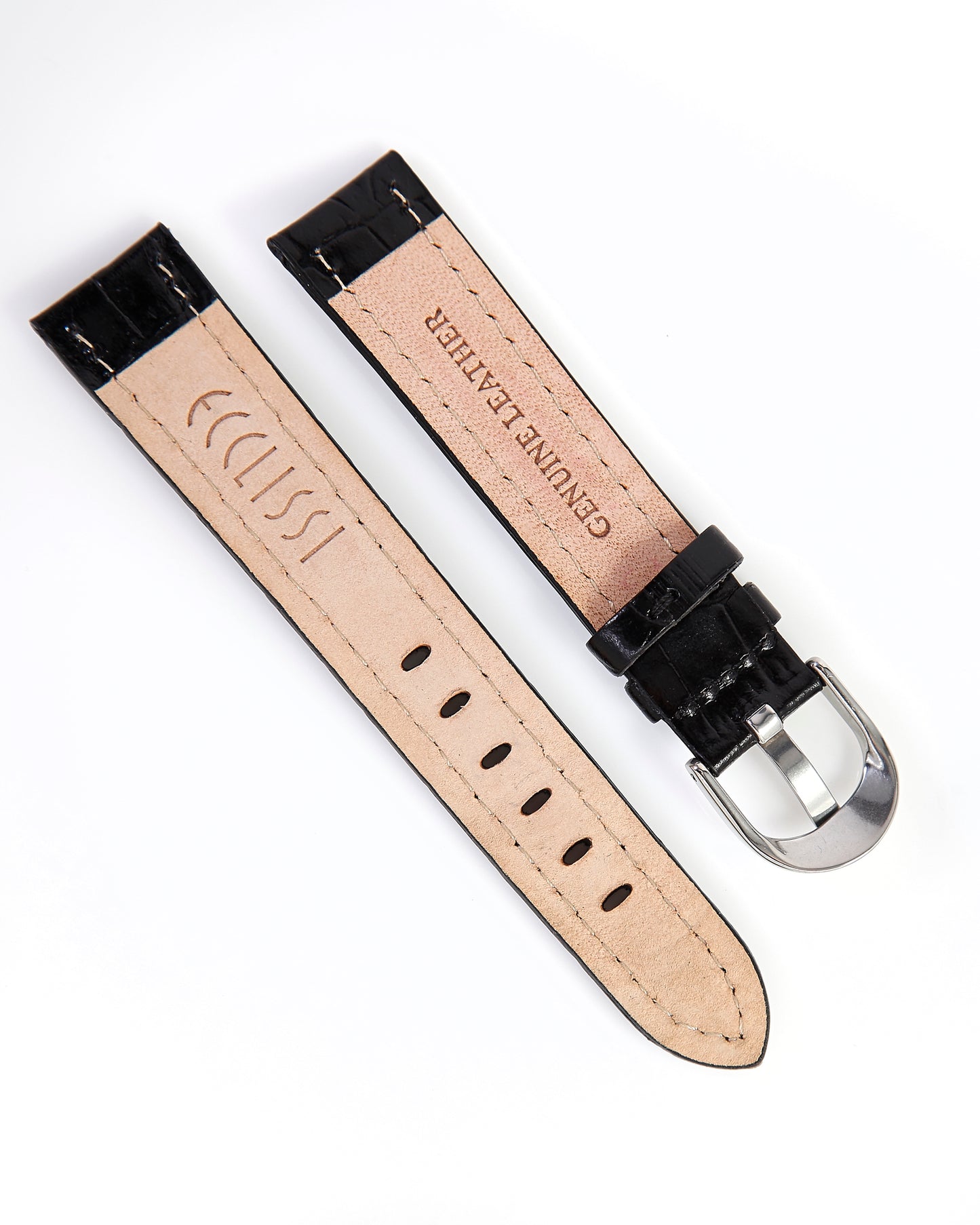 Ecclissi 18mm x 16mm Black Leather Strap original Buckle 75490