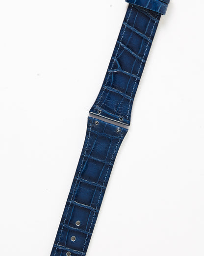 Ecclissi 10456 Blue Alligator Grain Leather Strap 20mm x 16mm with screw holes