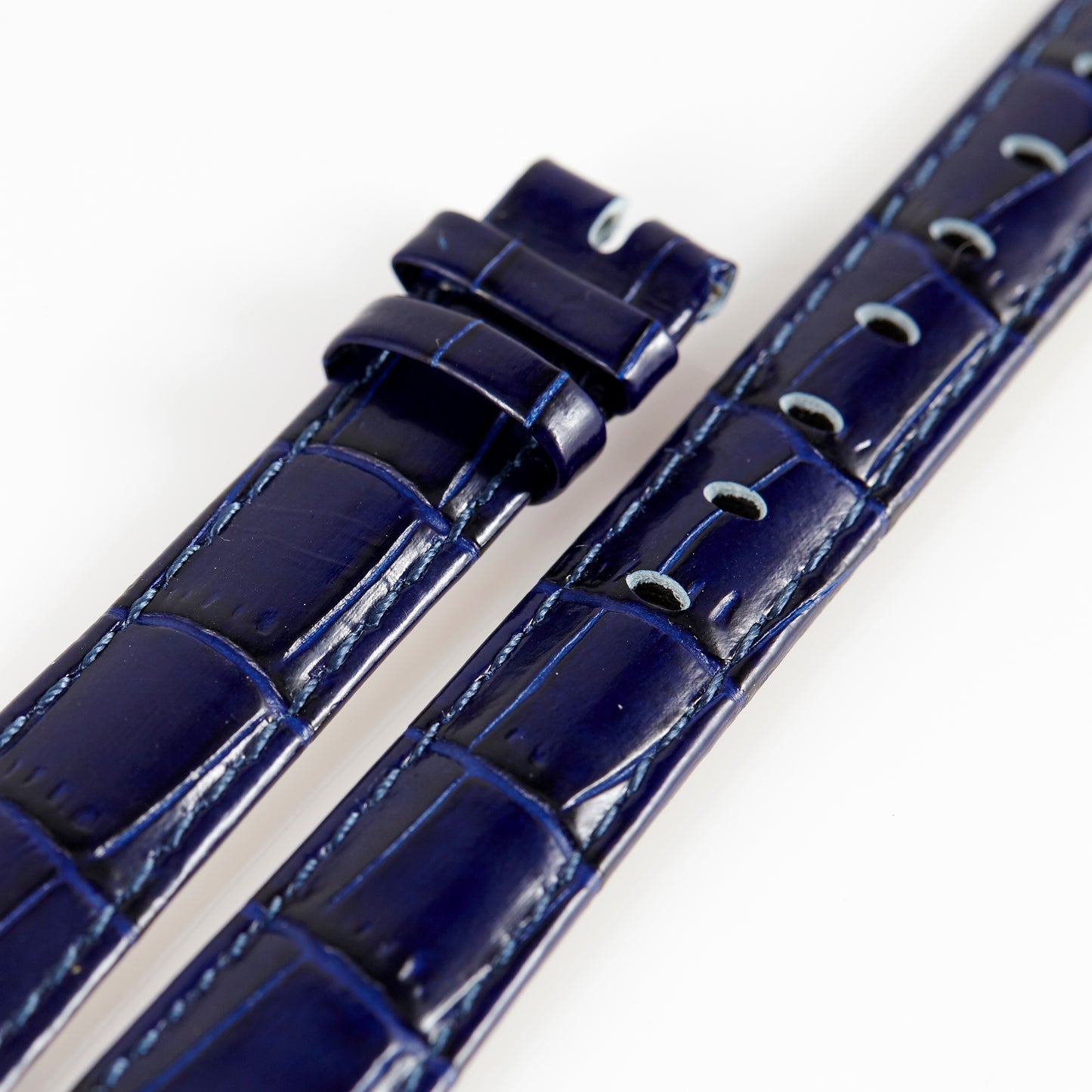 Ecclissi 15mm x 12mm notched to 8mm Dark Blue Alligator Grain Ladies Strap 80267