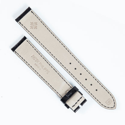 Patek Philippe Original OEM Shiny Black Padded Alligator Watch Strap 18mm x 16mm