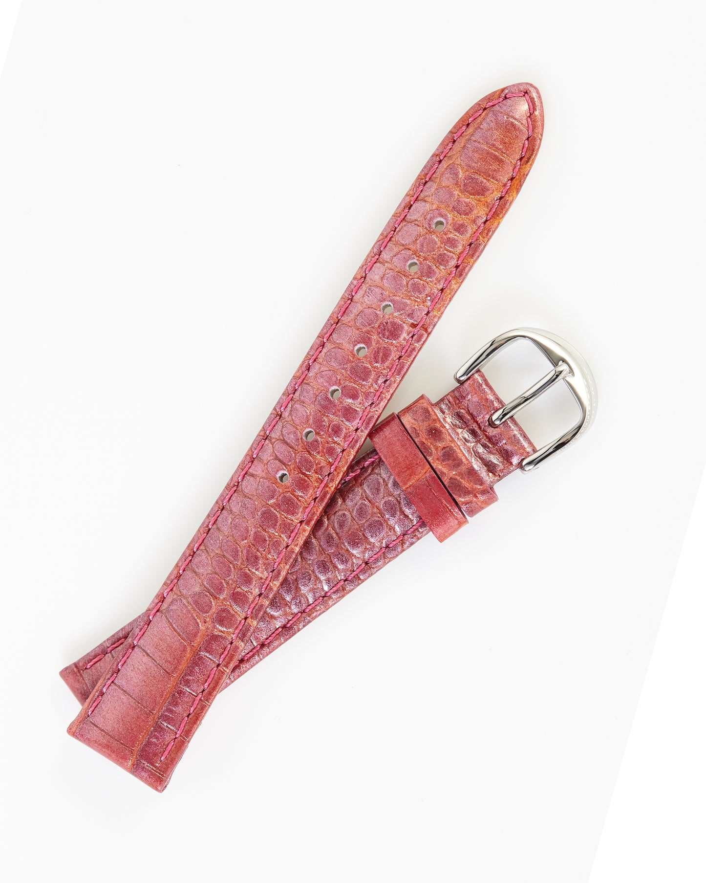 Ecclissi 16mm x 14mm Pink Leather Crocodile Grain Strap original Buckle 23515