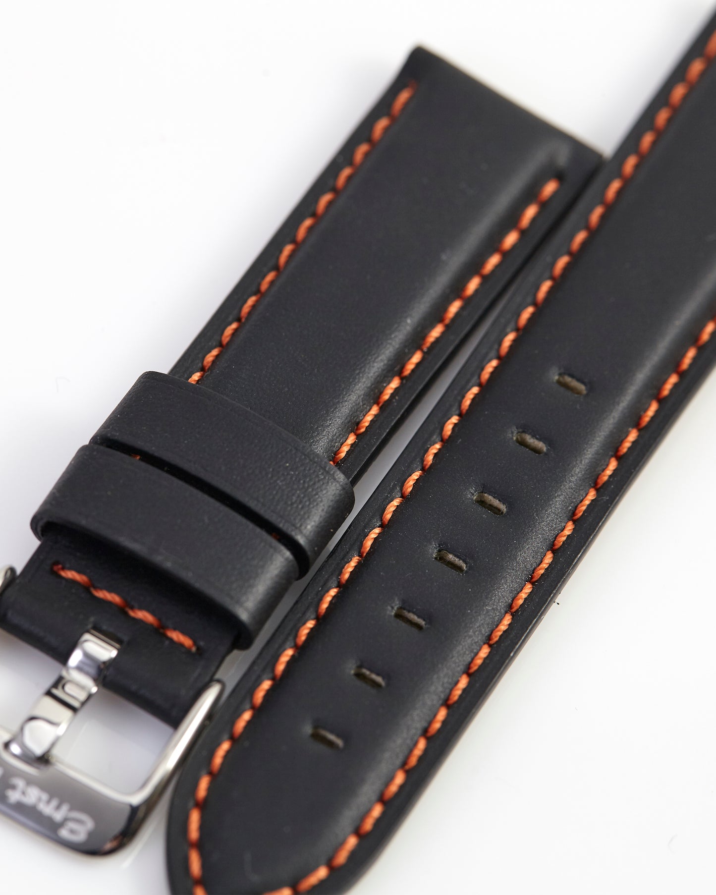 Ernst Benz 20mm x 18mm Black Band w/ Orange Stitch and Original Buckle