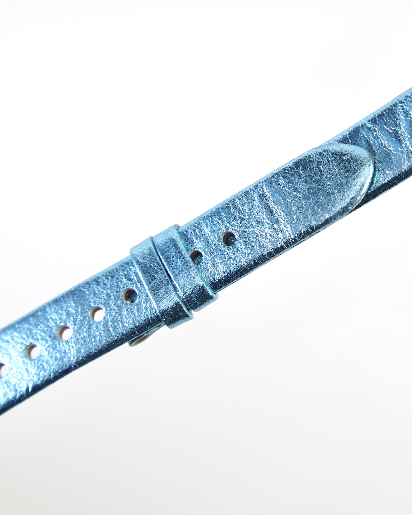 Ecclissi 12mm x 12mm Notched Blue Metalic Leather Strap 23370