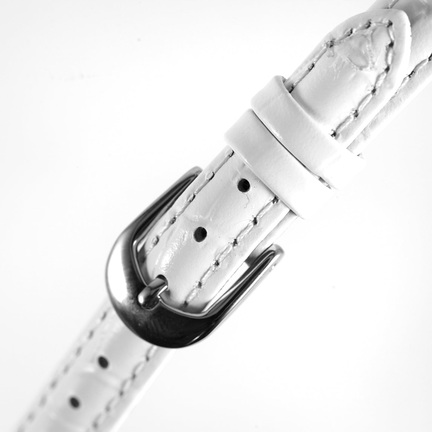 Ecclissi 12mm x 10mm White Alligator Grain Leather Strap with original Buckle