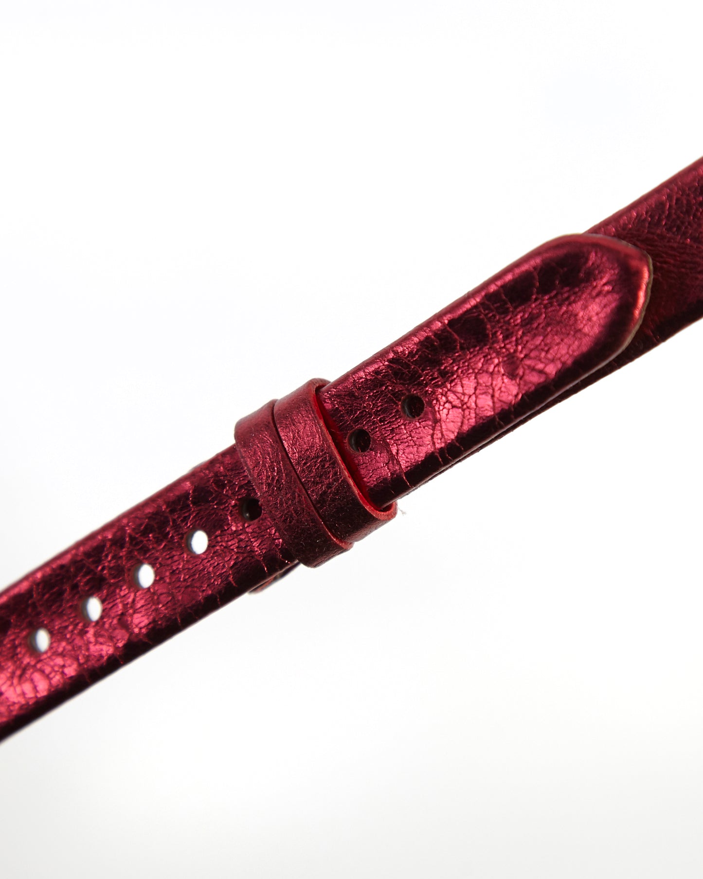 Ecclissi 12mm x 12mm Notched Red Metalic Leather Strap 23365