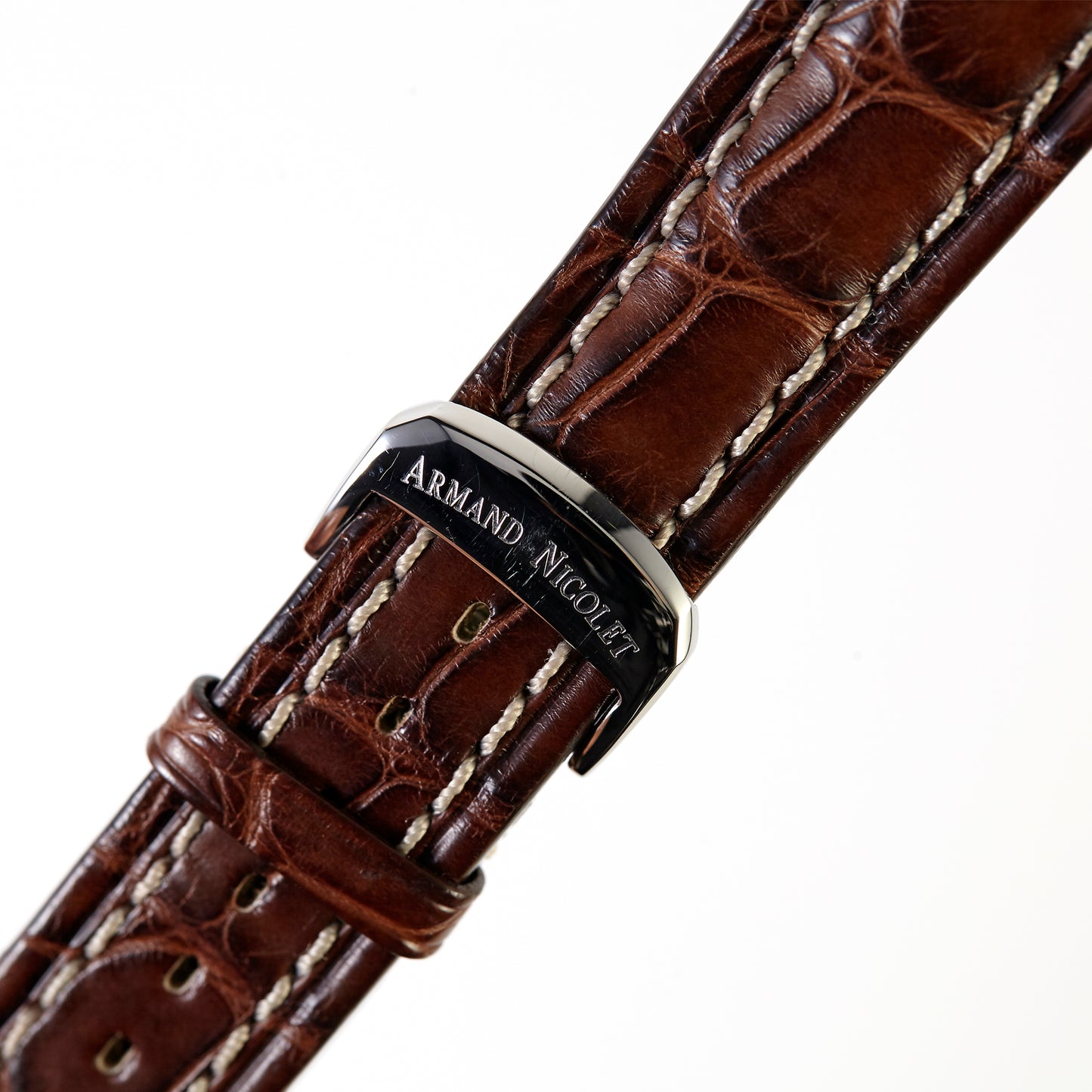 Armand Nicolet Chestnut Alligator Strap with OEM Deployment Buckle 22mm x 18mm