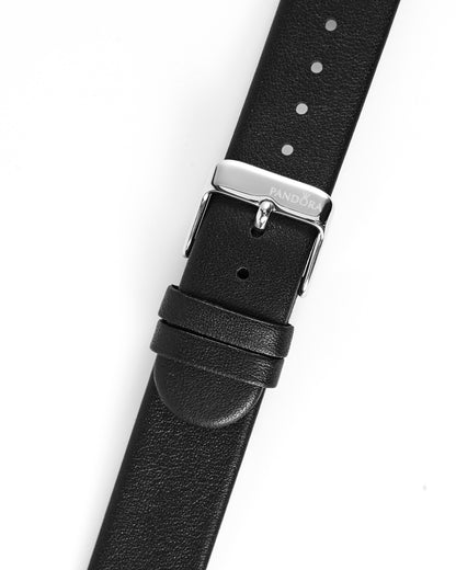 Pandora SW1088 Genuine Black Leather Strap with Steel Buckle 18mm x 18mm